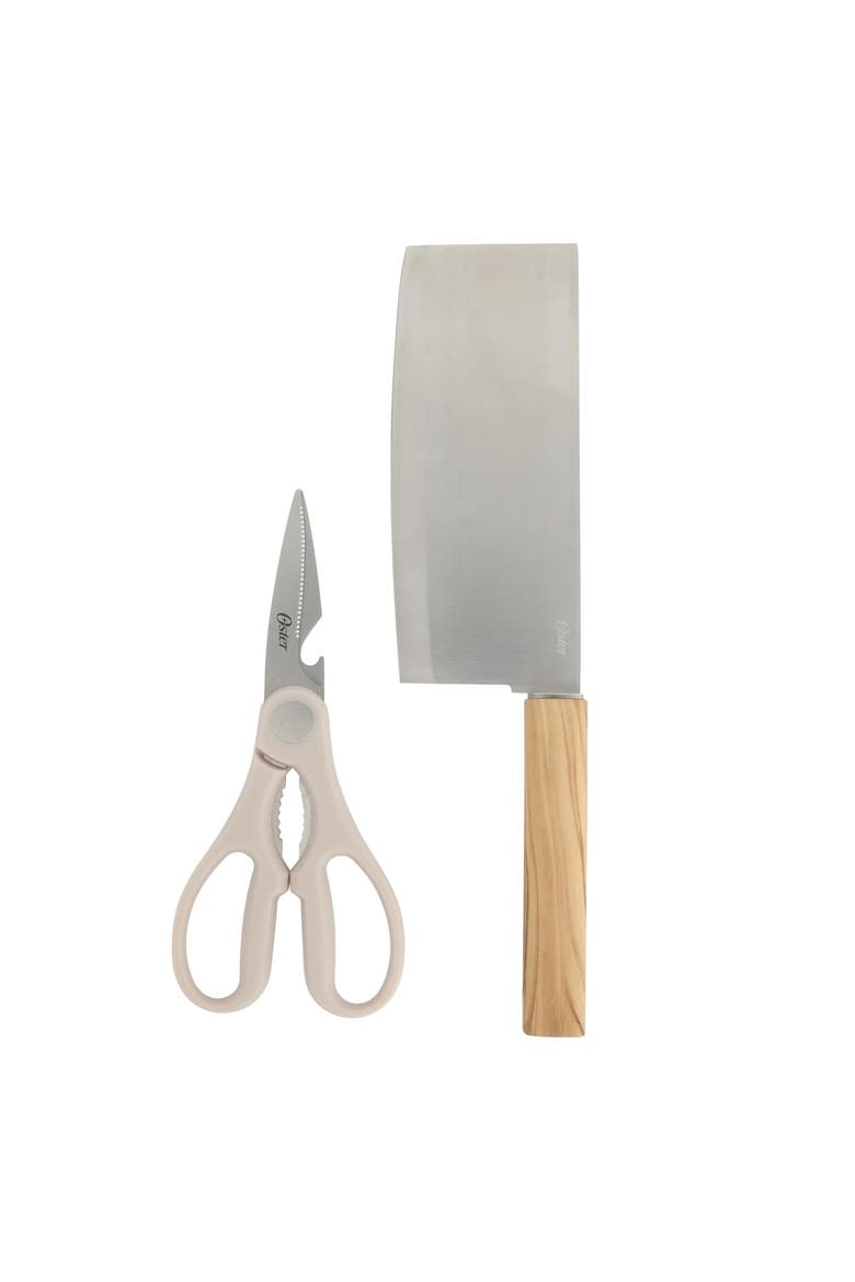 2pc Stainless Steel Cleaver and Scissor Set, Main, color, Silver