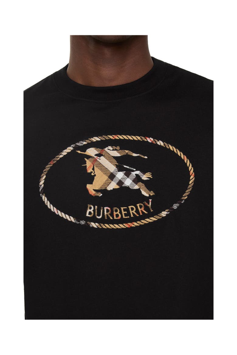 Check Knight Stamp Cotton T-shirt, Alternate, color, Black
