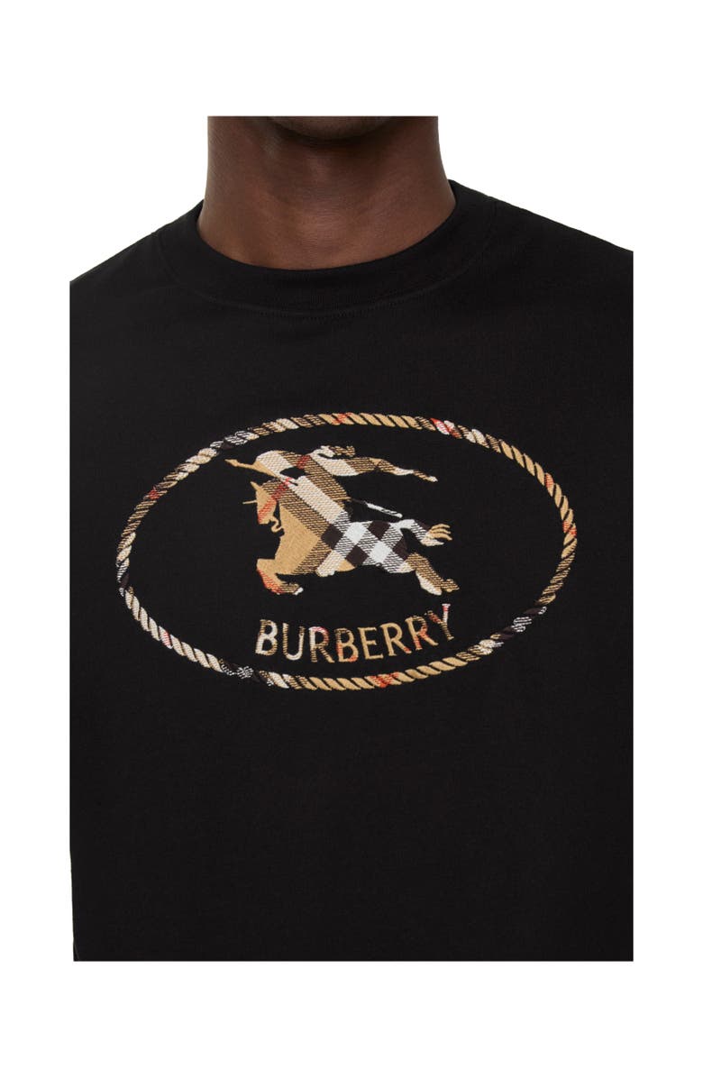 Burberry Check Knight Stamp Cotton T-shirt, Alternate, color, Black