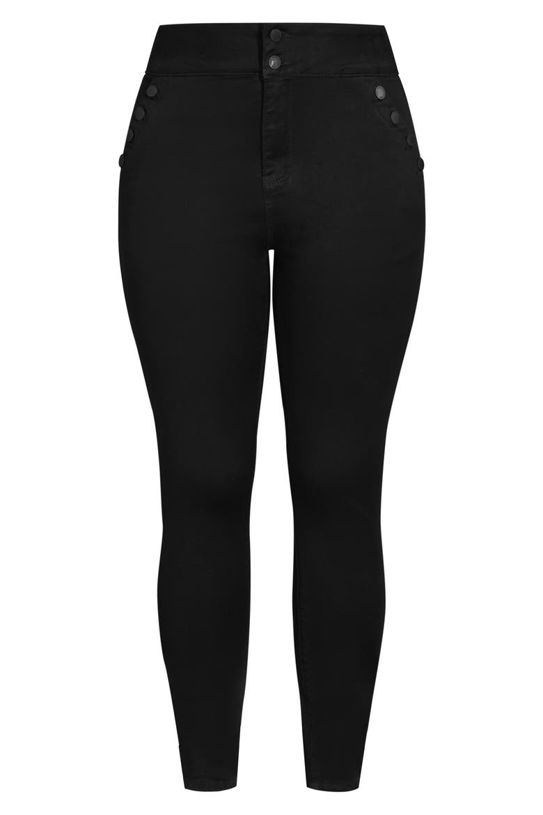 Harley Buttoned Up High Waist Skinny Jeans, Alternate, color, BLACK