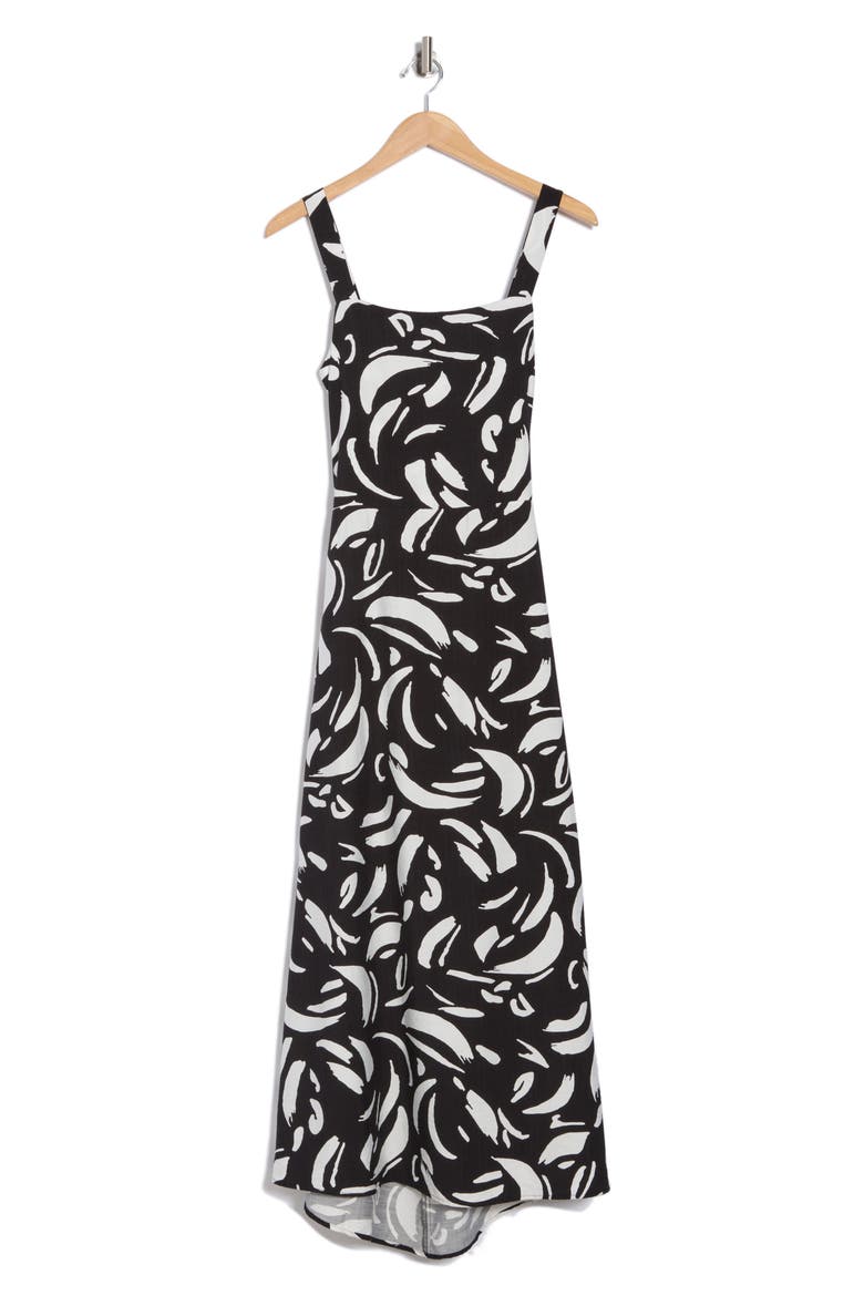Tie Back Midi Dress, Alternate, color, BLACK/ WHITE