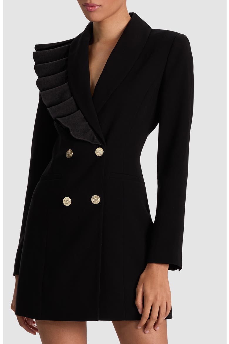 Latoya Ruffle Detail Long Sleeve Blazer Dress, Main, color, BLACK