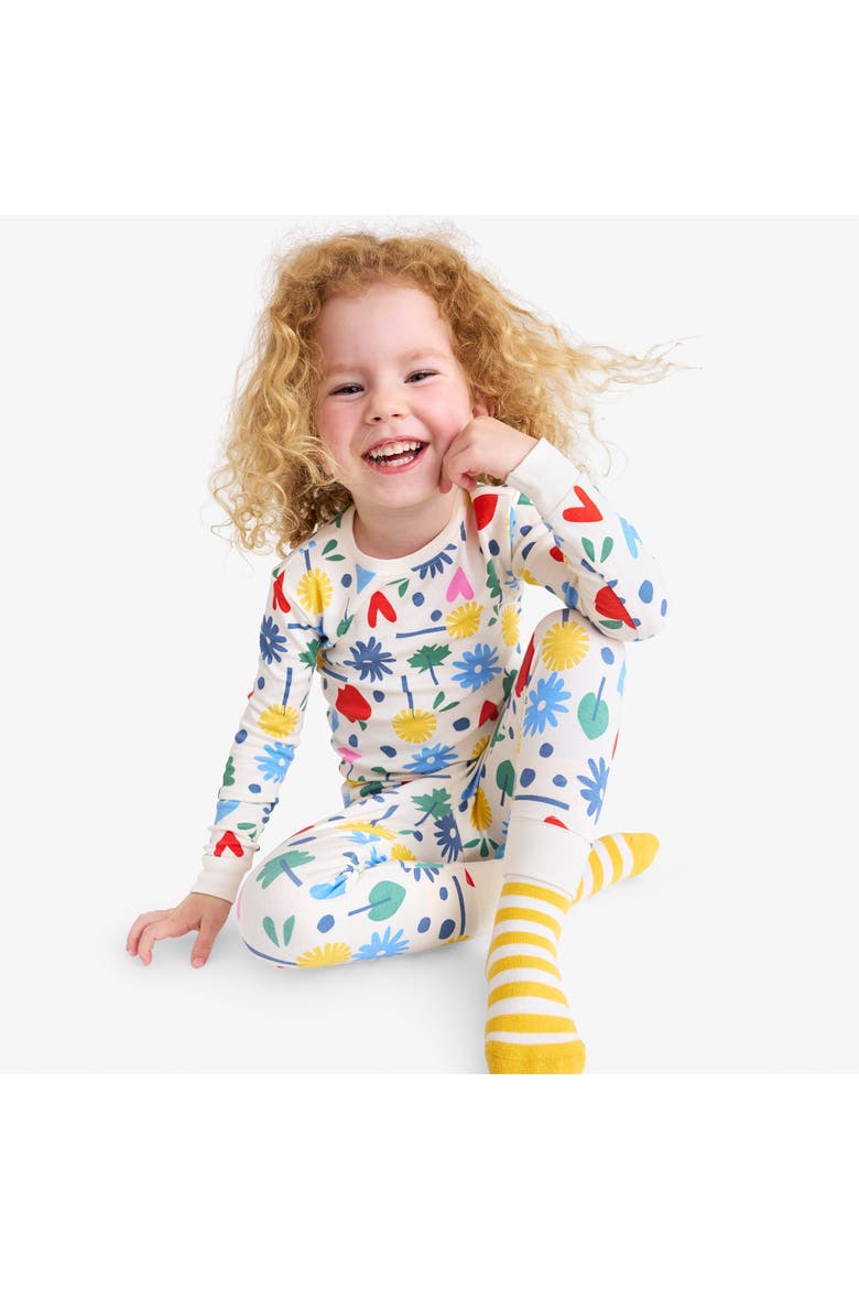 Kids Organic Pj Pant In Rainbow Garden Prints, Alternate, color, Oat Fall Garden Party