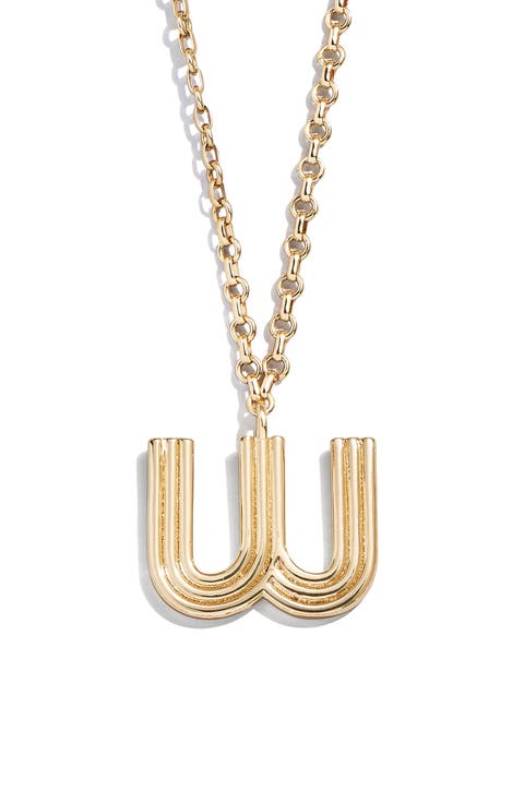 Oversize Etched Letter Initial Pendant Necklace