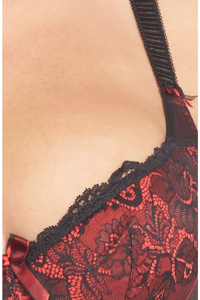 'Anushka' Underwire Padded Half Cup Bra, Alternate, color, BLACK