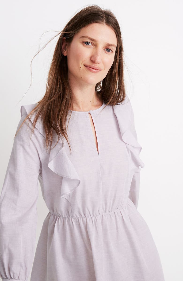 Madewell Ruffle-Shoulder Minidress, Alternate, color, 