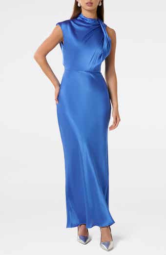 Ever New Sienna High Neck Satin Maxi Sheath Dress