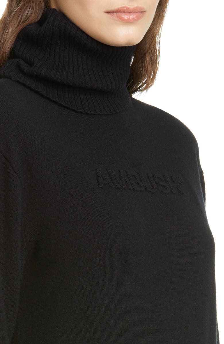 Ambush Logo Embossed Wool Blend Turtleneck Sweater, Alternate, color, 