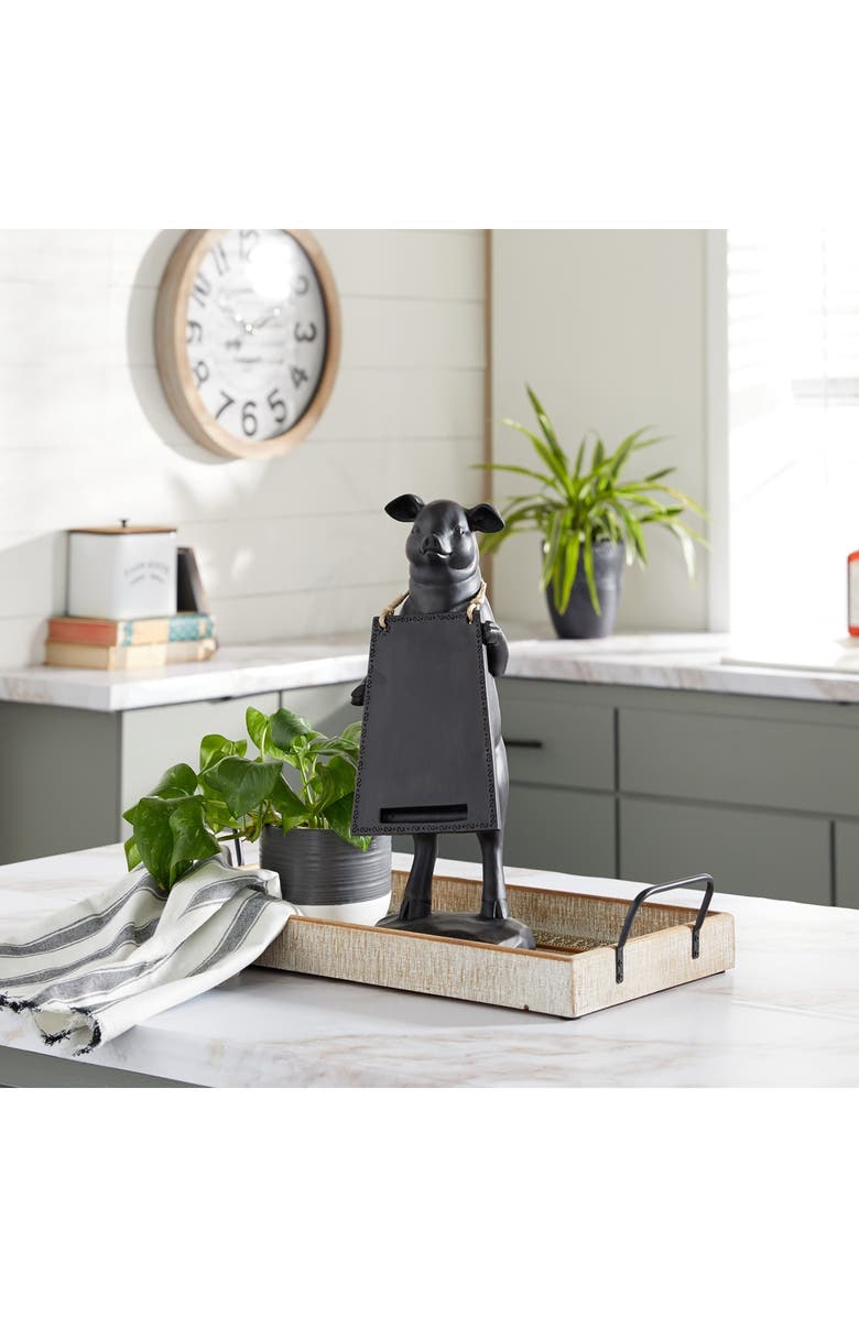 SONOMA SAGE HOME Black Resin Pig Decorative Sign with Chalkboard, Alternate, color, 