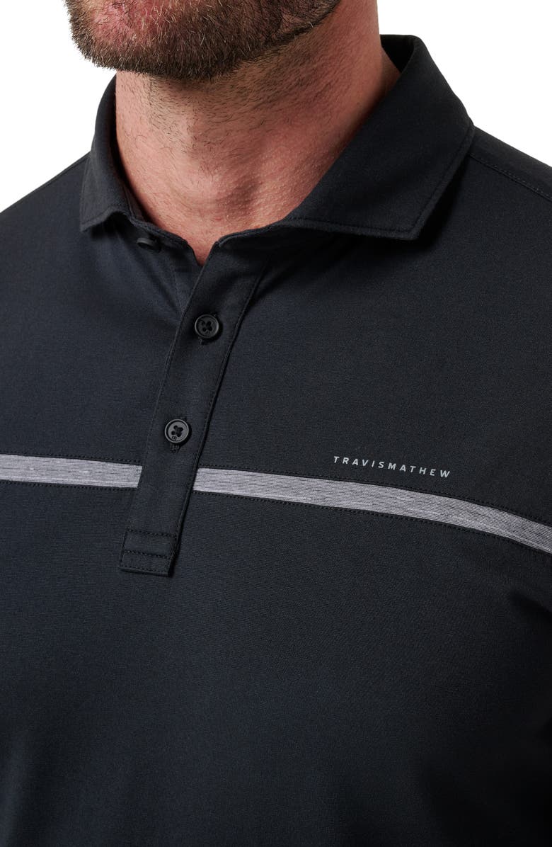 TravisMathew Flight Plan Chest Stripe Polo, Alternate, color, Black