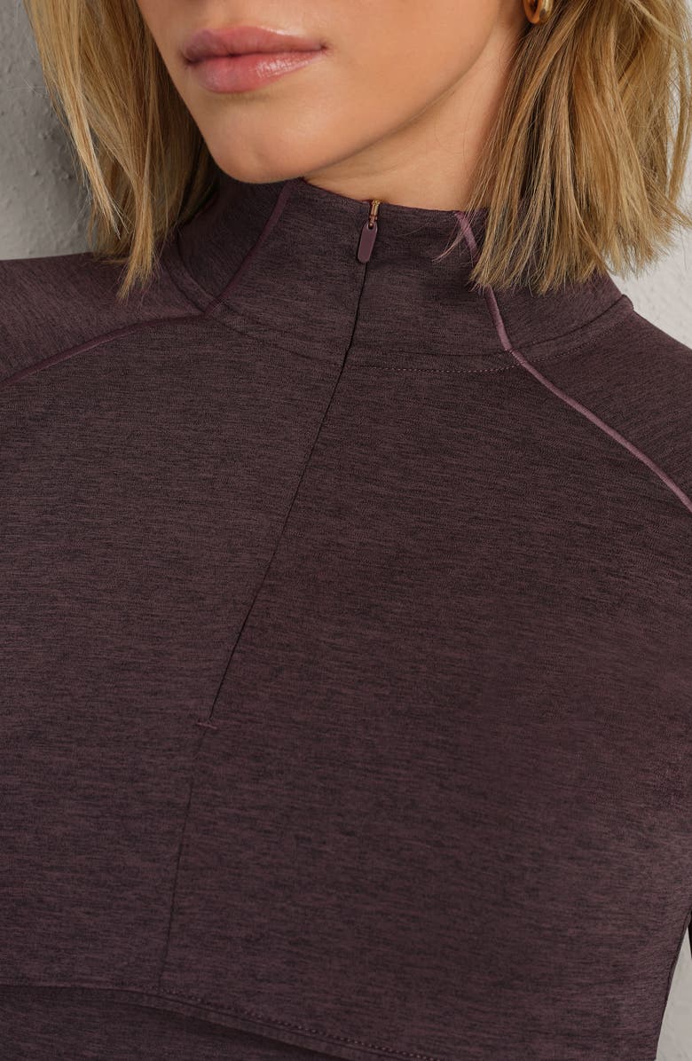 Rhone Heather Revive Crop Quarter Zip Top, Alternate, color, Deep Mauve Heather