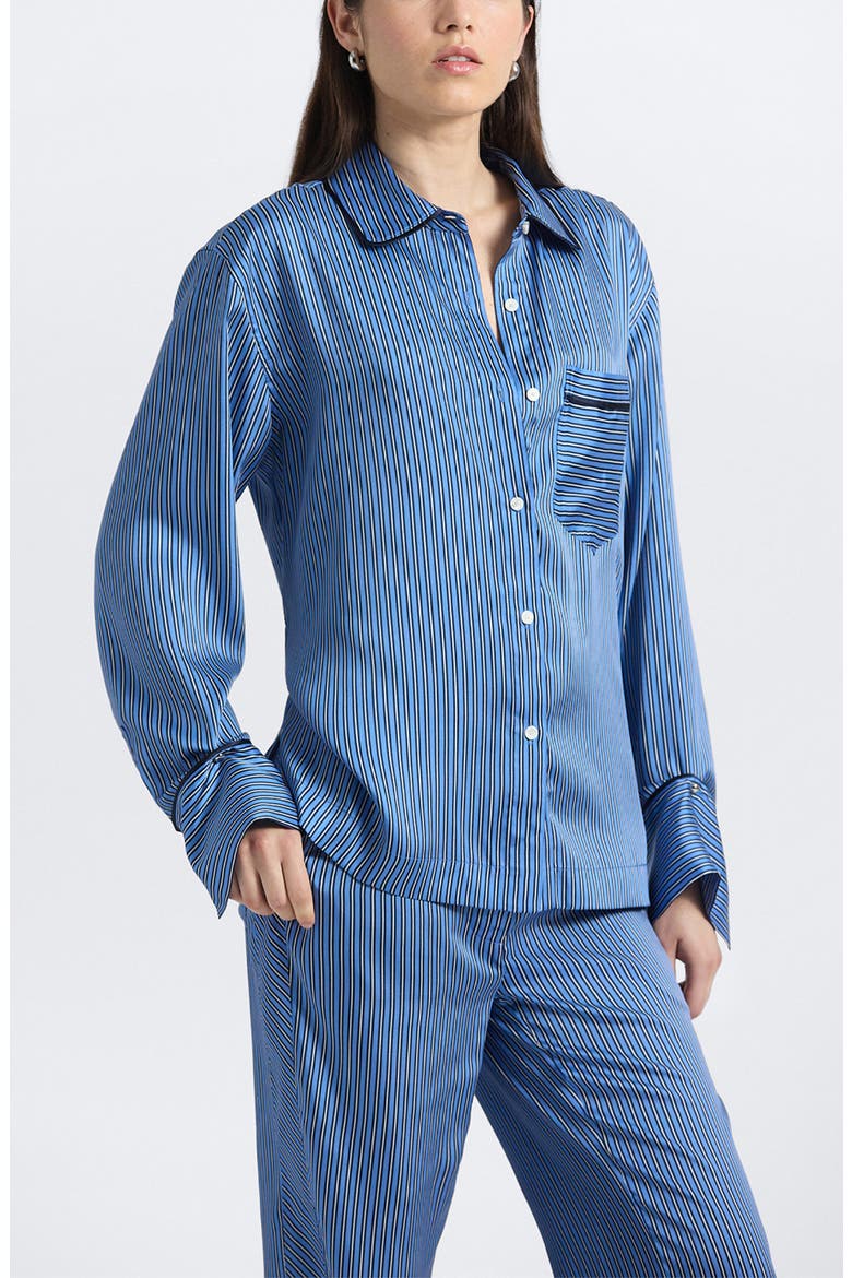 Lorina Boarder Stripe Shirt, Alternate, color, ULTRAMARINE/ NAVY/ ECRU