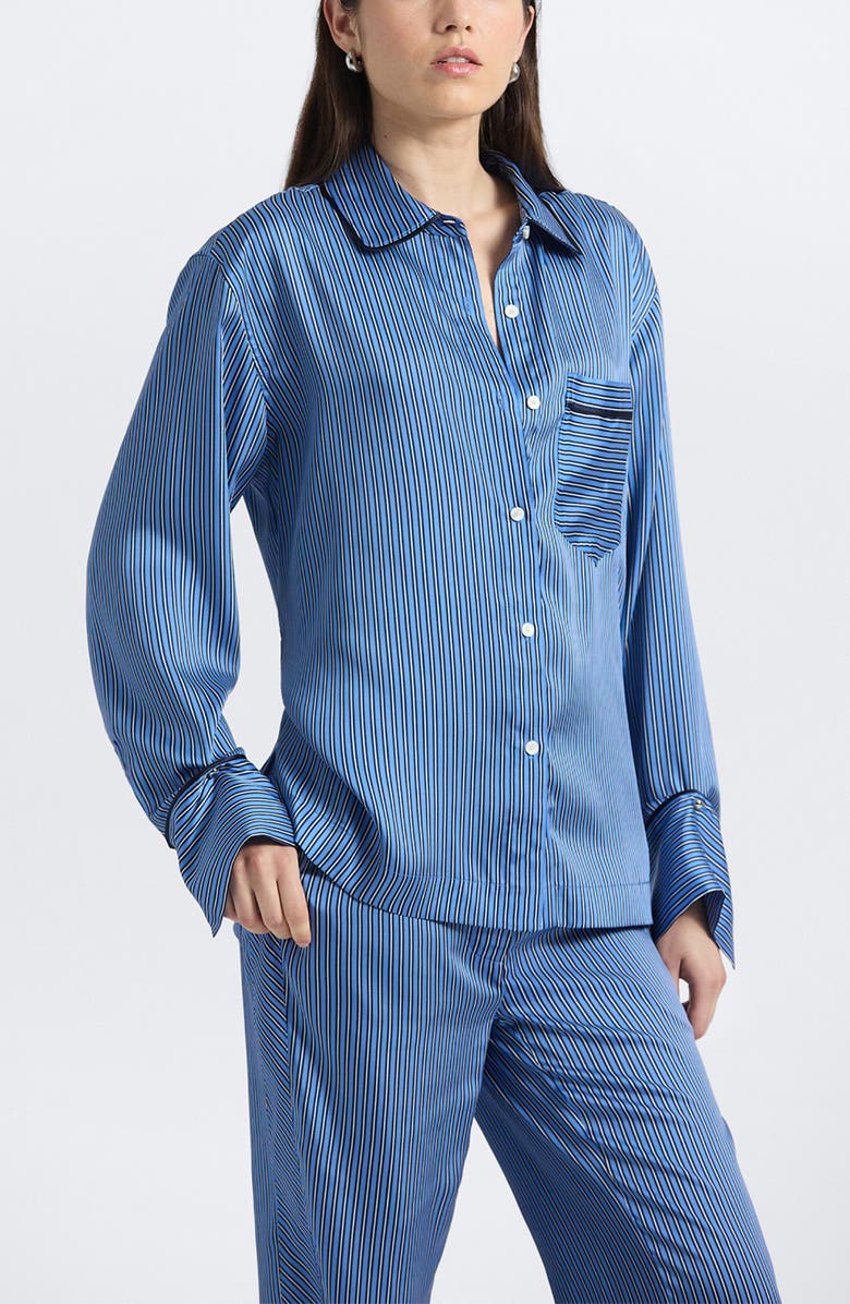 Derek Lam 10 Crosby Lorina Boarder Stripe Shirt, Alternate, color, Ultramarine/ Navy/ Ecru