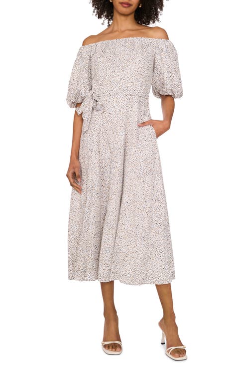 Abstract Print Off the Shoulder Dress