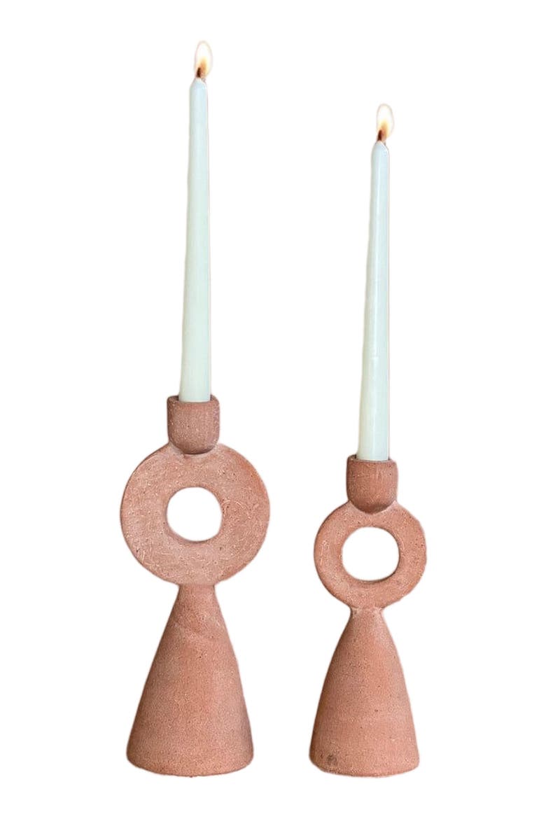 Azu Candle Holder, Alternate, color, Brown
