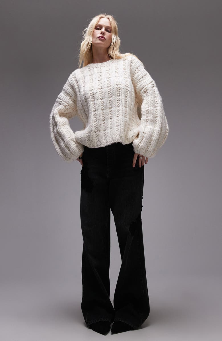 Topshop Oversize Crewneck Sweater, Main, color,