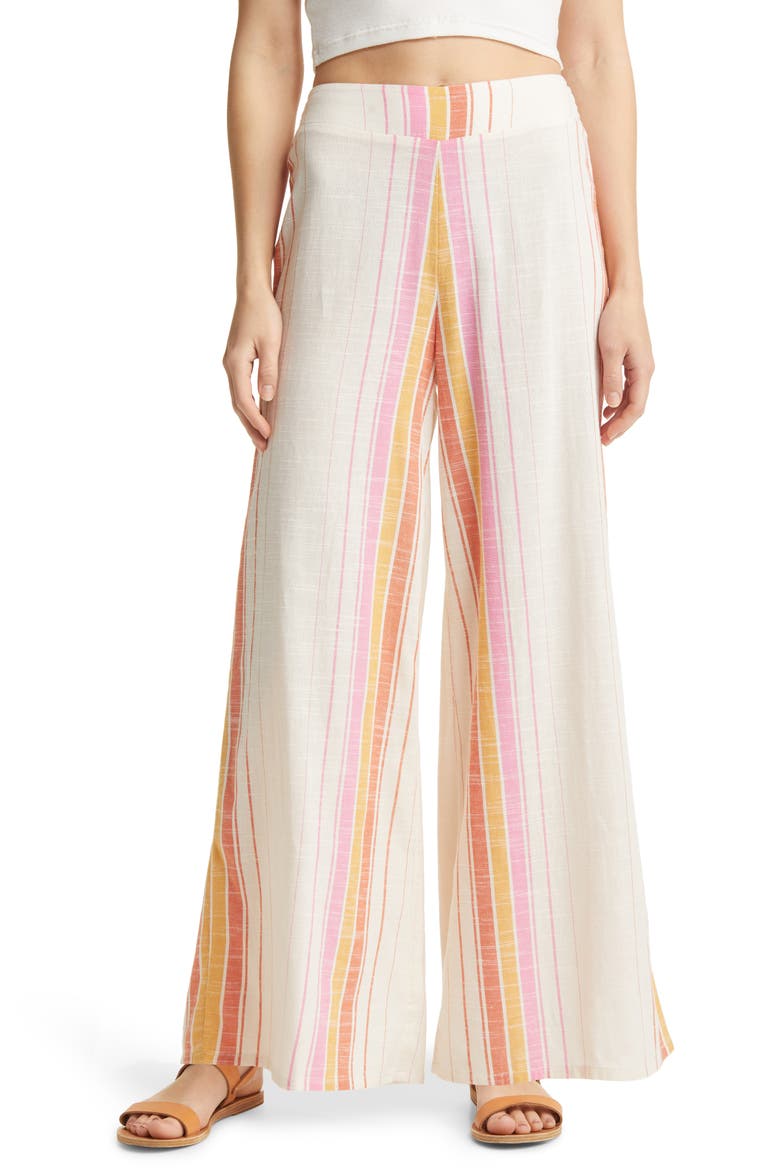 Locals Only Stripe Wide Leg Pants, Main, color, BONE