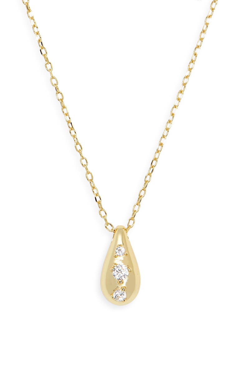 Cubic Zirconia Teardrop Necklace, Alternate, color, GOLD