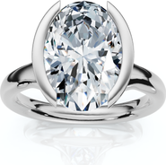 Bliss Diamond Certified Terresa 3Ct Oval Diamond Engagement Half Bezel Ring Lab Grown