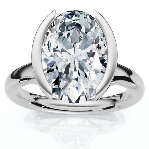 Bliss Diamond Certified Terresa 3ct Oval Diamond Engagement Half Bezel Ring In Brown