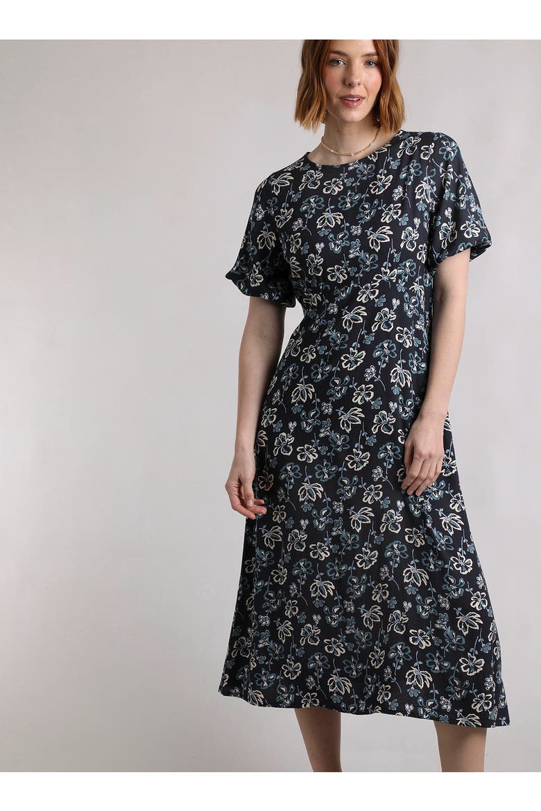 Everly Printed Dress, Main, color, Black Iris