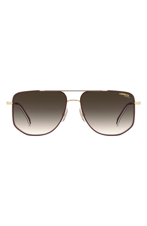 Carrera Eyewear 59mm Gradient Navigator Sunglasses In Gold Burgundy/green Shaded