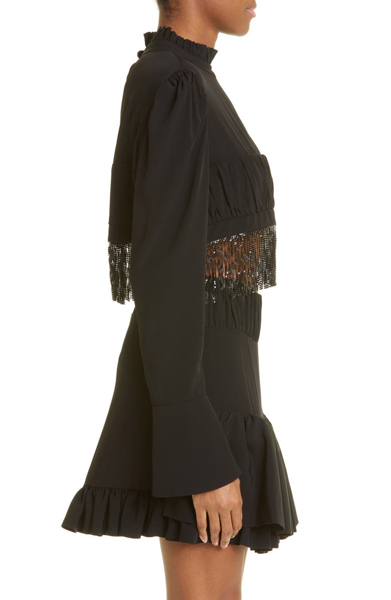 Rabanne Fringe Crop Crepe Top, Alternate, color, 