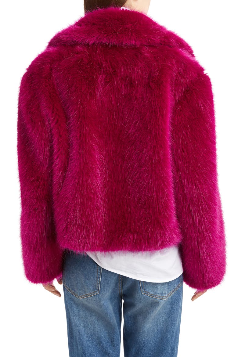 Faux Fur Teddy Bear Jacket, Alternate, color, FUCHSIA