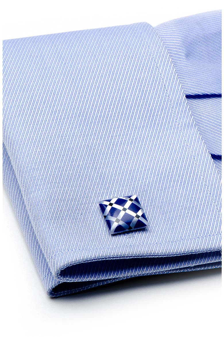 Mother-of-Pearl Diamond Cuff Link & Stud Set, Alternate, color, BLUE