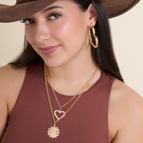 Jessica Simpson 2-piece Heart Layered Necklace Set In Gold