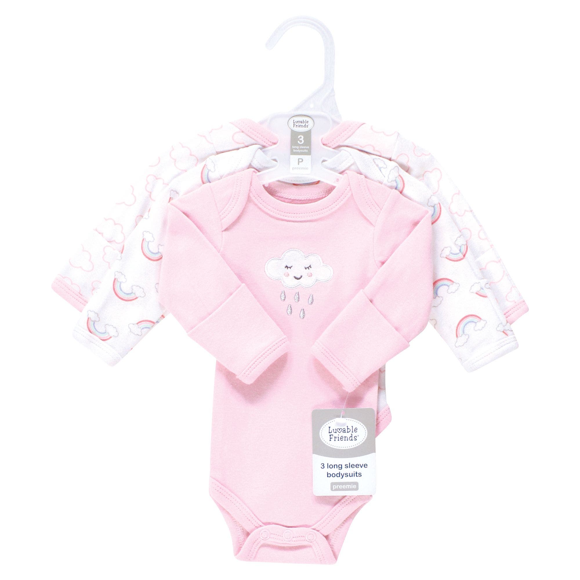 Luvable Friends Preemie Long Sleeve Bodysuits 3pk Foxy | Nordstrom