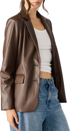 Faux Leather Boyfriend Blazer