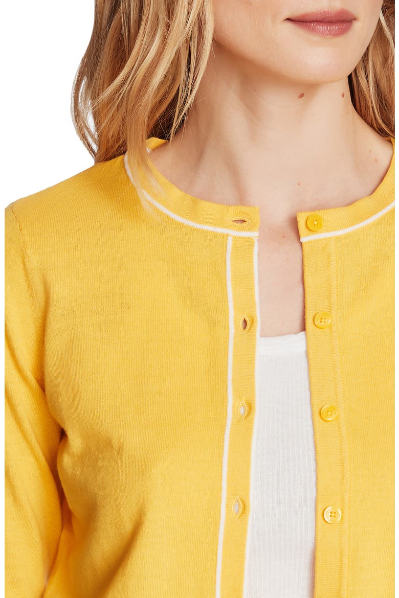 Light Luxe Tipped Cotton & Silk Cardigan, Alternate, color, CANARY GOLD