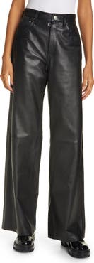 rag & bone High Waist Wide Leg Leather Pants