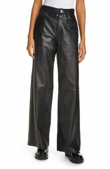 rag & bone High Waist Wide Leg Leather Pants