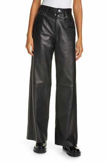 rag & bone High Waist Wide Leg Leather Pants