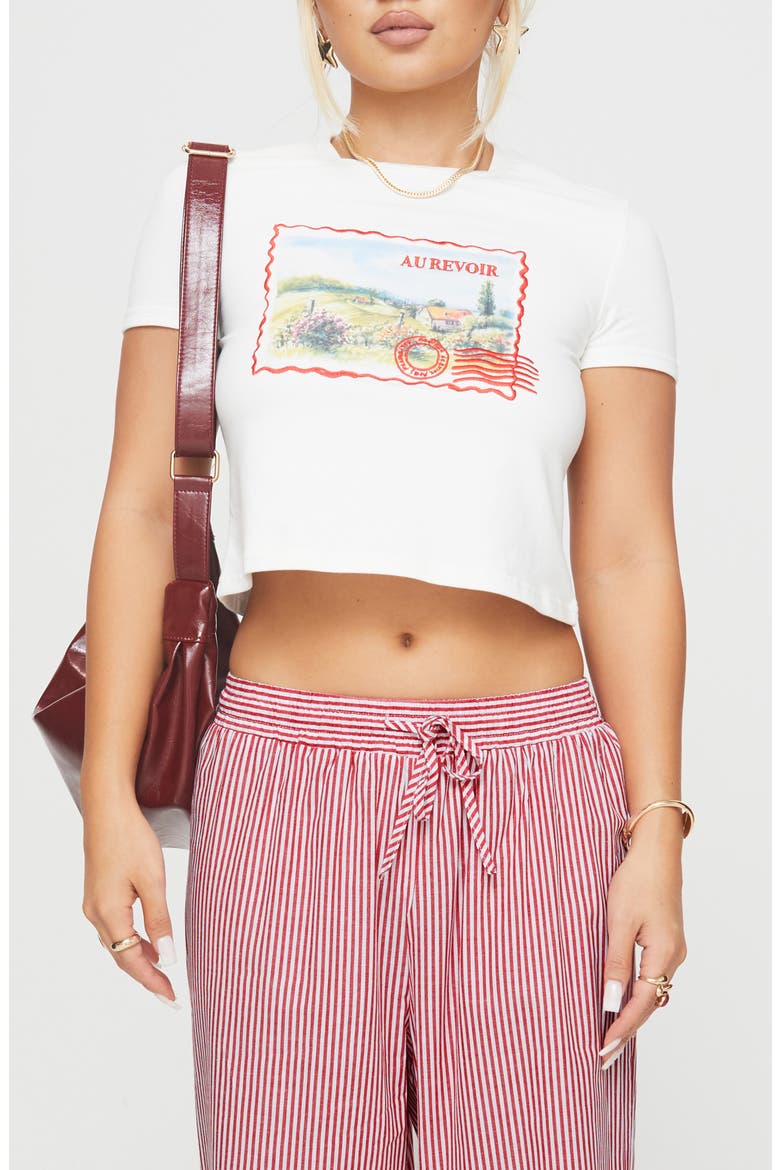 Au Revoir France Crop Graphic T-Shirt, Main, color, WHITE