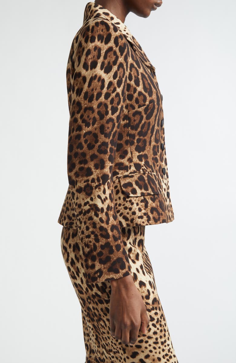 Dolce&Gabbana Leopard Print Single Breasted Wool Crepe Jacket, Alternate, color, Leo New