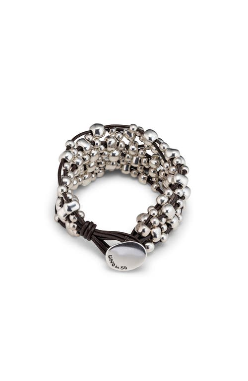 Unode50 Textured Leather Cuff In Metallic