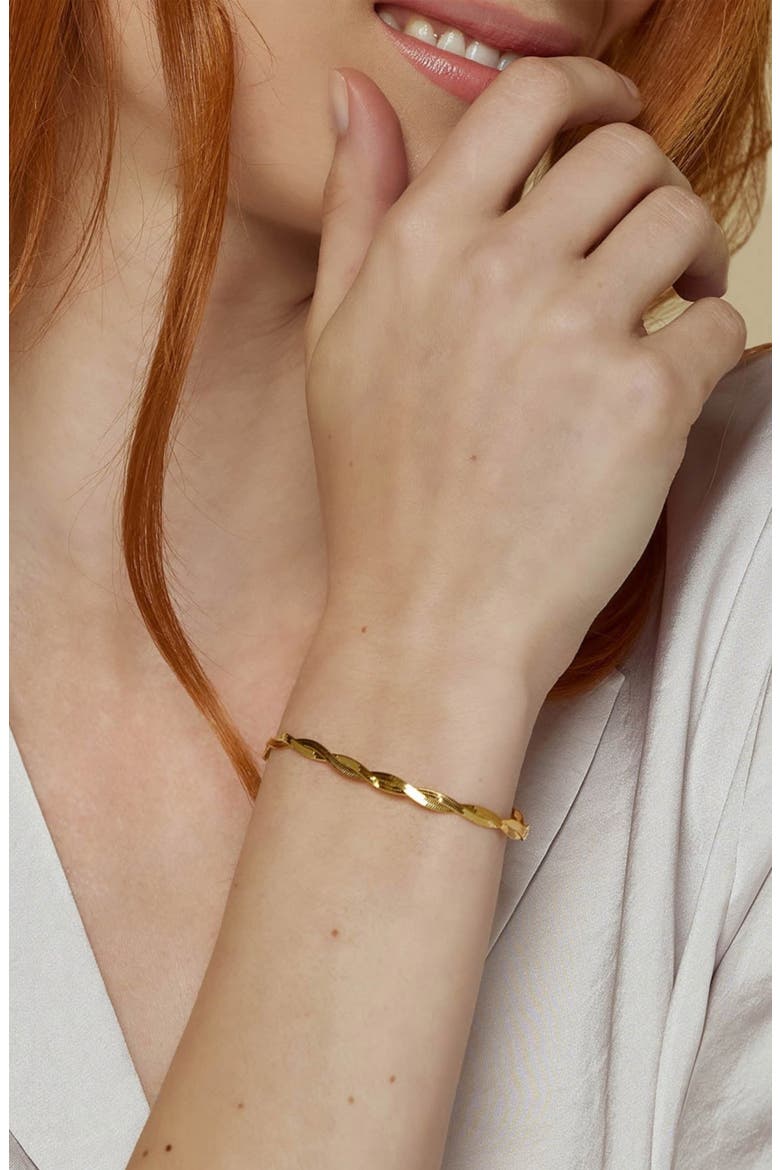 18k Gold Plating over Sterling Silver Cass Chain Bracelet Trendy Minimalist Jewelry Unique, Alternate, color, Gold
