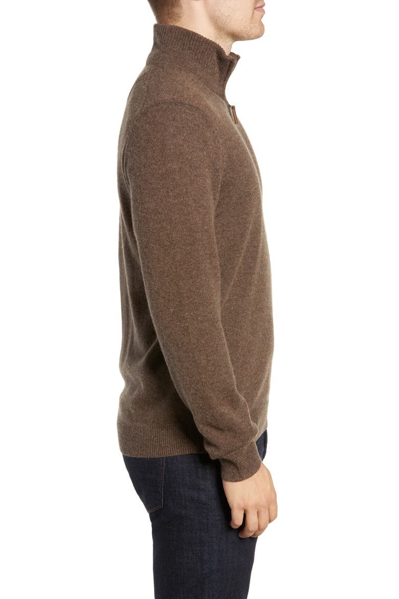 Cashmere Quarter Zip Pullover Sweater, Alternate, color, BROWN KONA