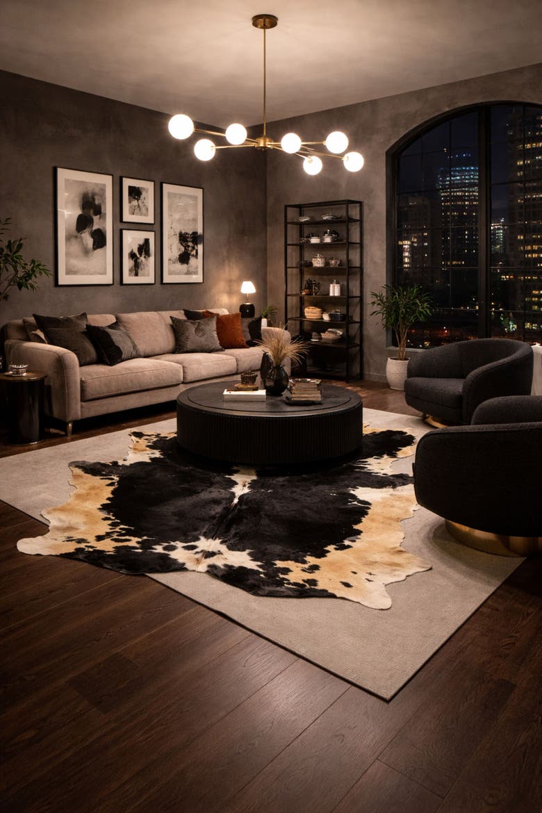 Eco Hides RH Rugs Audrey Black and white Cowhide Rug 8'6" × 6'11", Alternate, color, Black and White