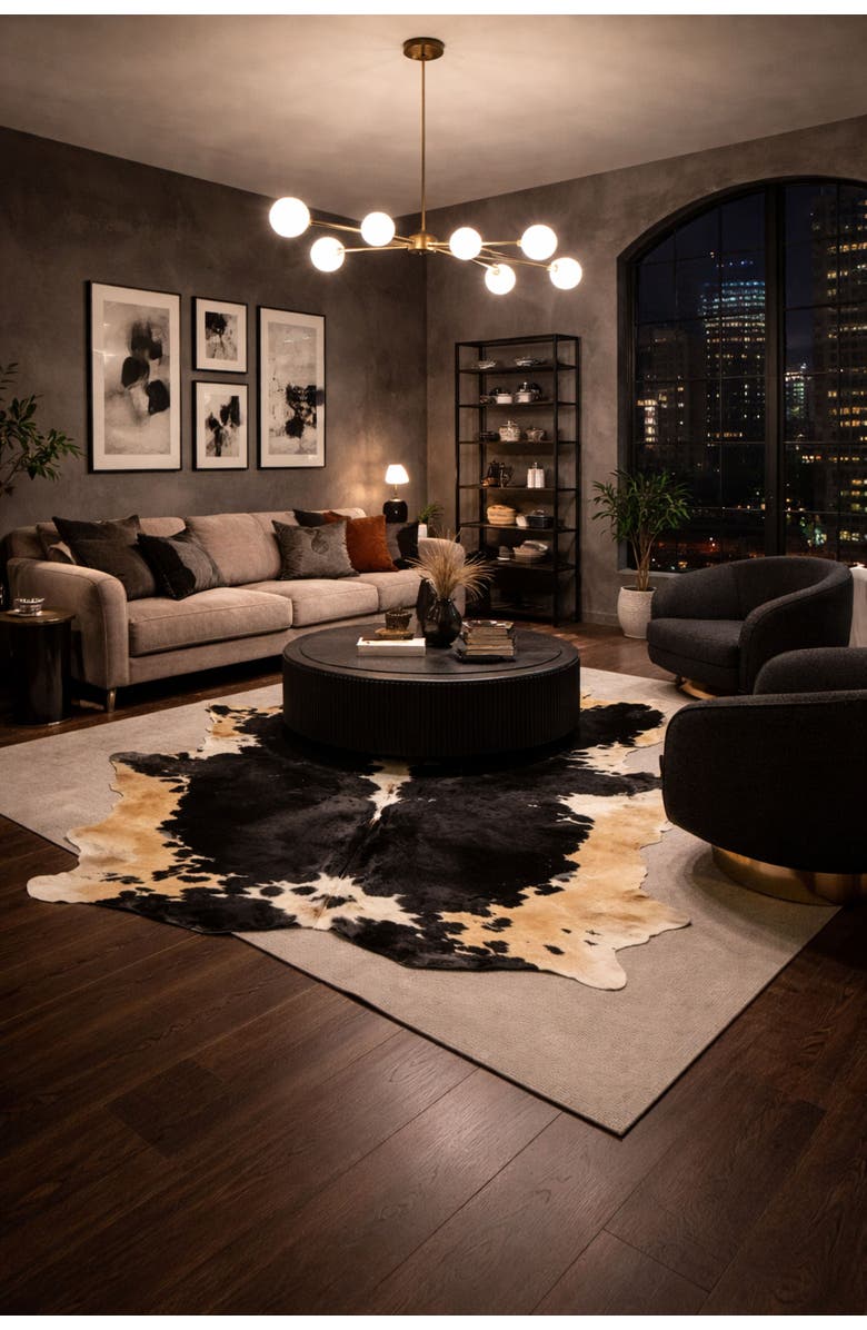 Rhacam Eco Hides RH Rugs Audrey Black and white Cowhide Rug 8'6" × 6'11", Alternate, color, Black And White