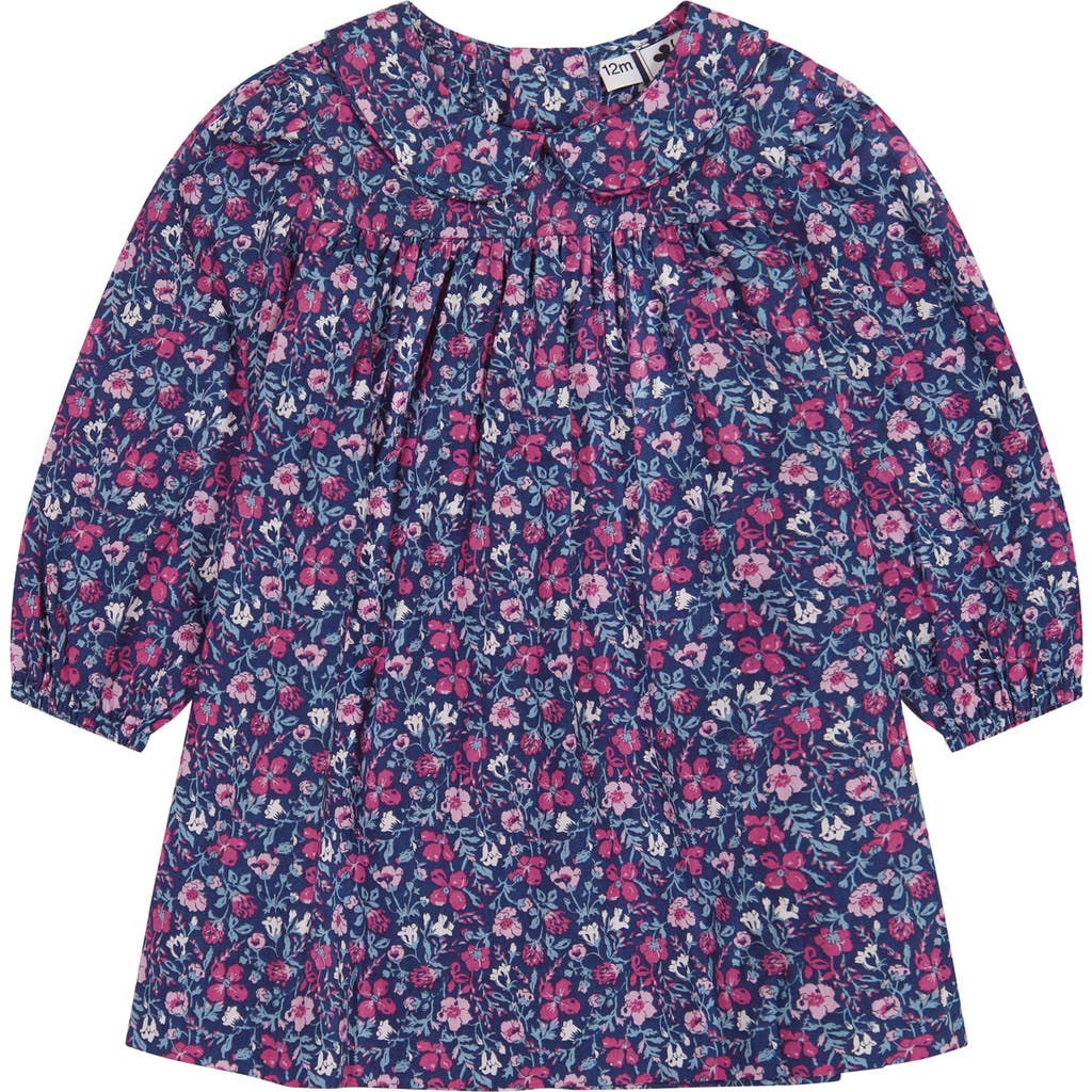 Busy Bees Ginny Girls Peter Pan Collar Dress In Pink Navy Floral