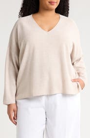 Eileen Fisher Organic Linen & Organic Cotton V-Neck Sweater