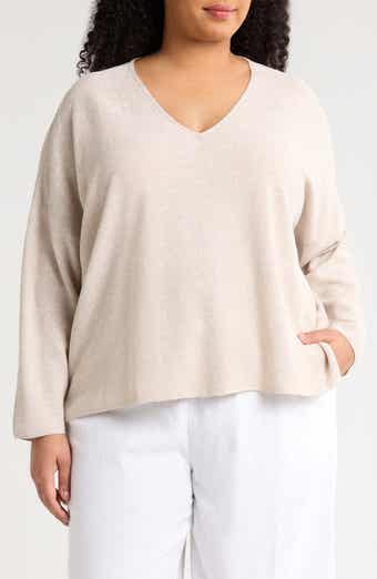 Eileen Fisher Organic Linen & Organic Cotton V-Neck Sweater