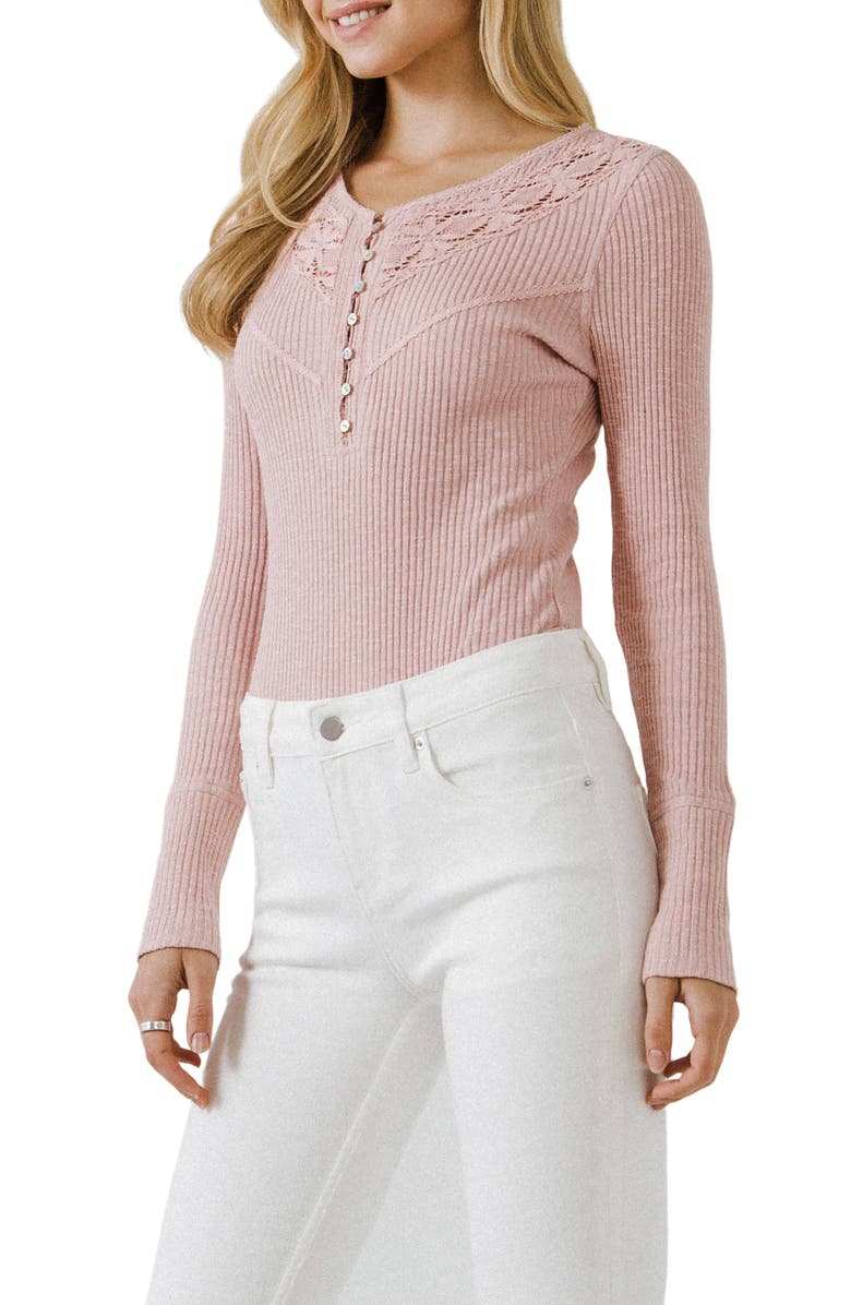 Free the Roses Lace Henley Long Sleeve Top, Alternate, color,