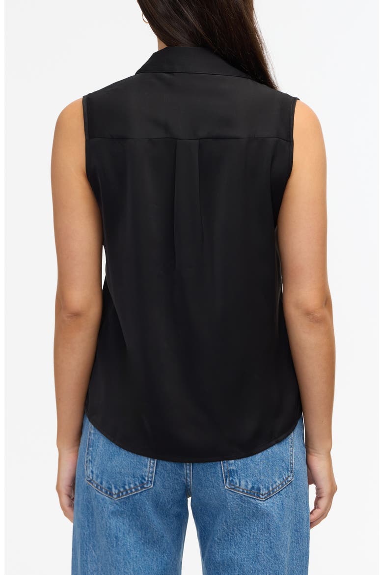 Beaded Sleeveless Button-Up Shirt, Alternate, color, BLACK