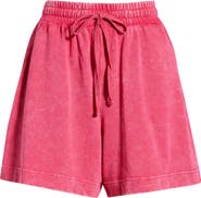 CITY BLUES Crochet Accent Cotton Knit Shorts