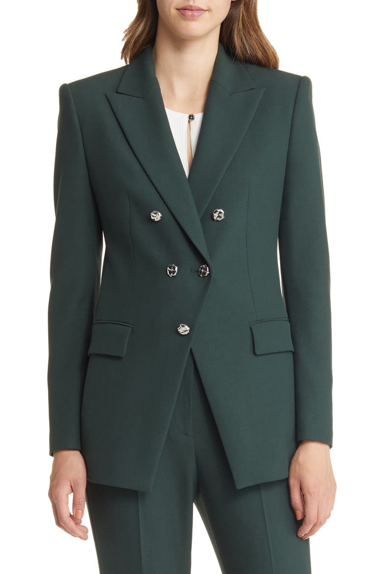 Janorda Double Breasted Blazer, Main, color, COURT GREEN